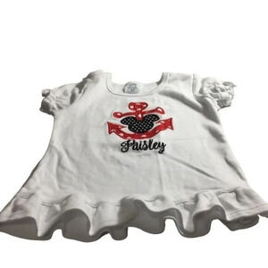ARB Blanks Girls Monogramed Paisley T-Shirt Mickey Ears White/Red/Black SZ 5T
